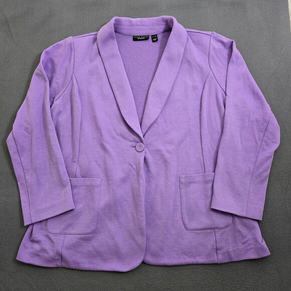 Susan Graver Weekend Women XL Petite Marina Knit Blazer Dried Lavender - Picture 1 of 12